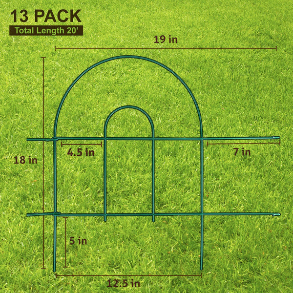 ™ Decorative Garden Fence, 13 Pack - 18In (H) X 20Ft (L)- Rustproof Iron Garden Fencing, Animal Barrier, Wire Fence for Yard, Garden Border Edging Flower Fence, Outdoor Fences for Landscaping