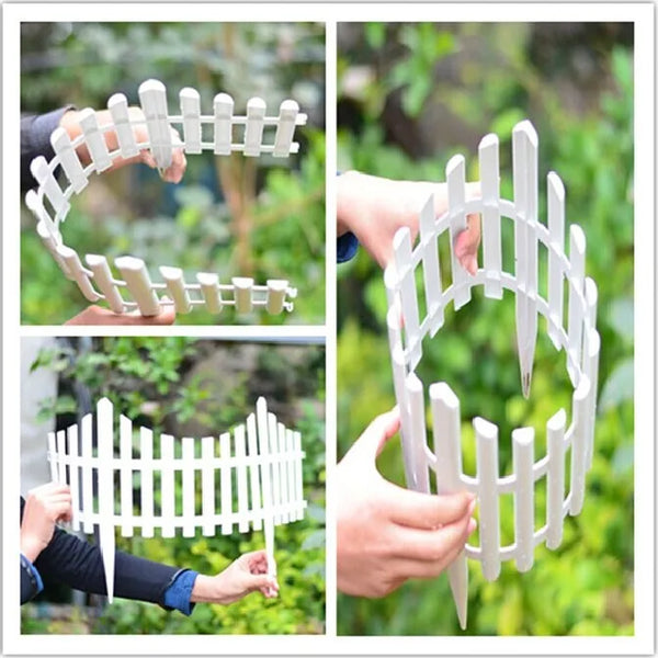 5PCS Plastic Garden Fence Easy Assemble White European Style Insert Ground Type Plastic Fences for Garden Countryyard Decor