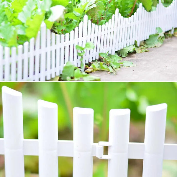 5PCS Plastic Garden Fence Easy Assemble White European Style Insert Ground Type Plastic Fences for Garden Countryyard Decor